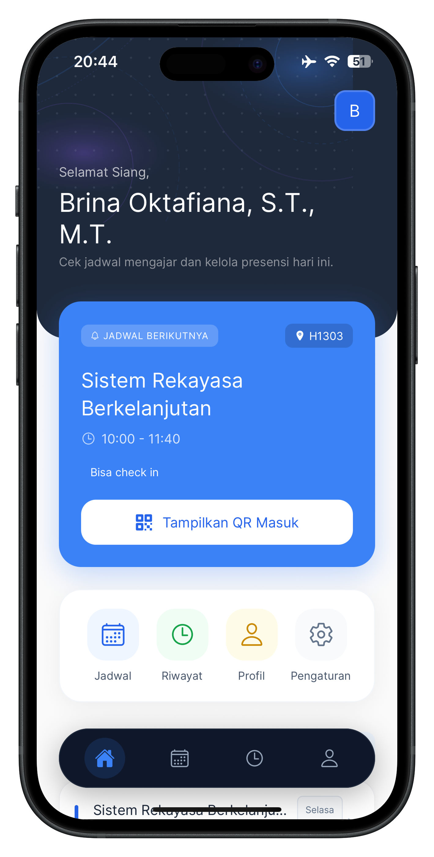 Mockup Dashboard dosen Pinjam Ruang ITATS 1