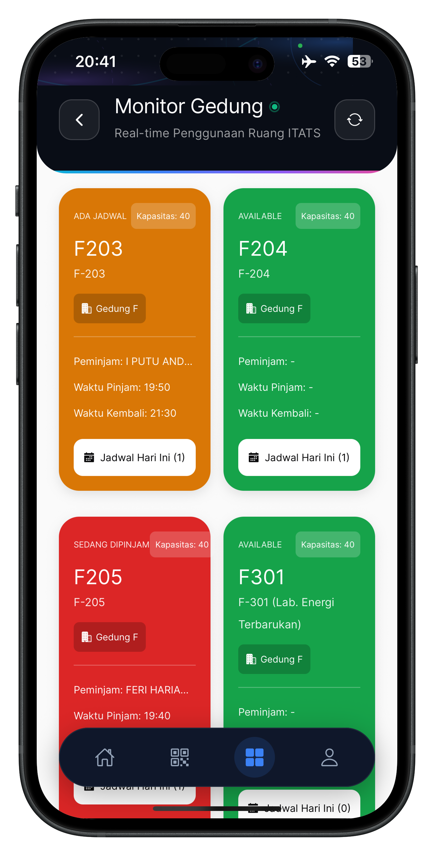 Mockup Monitoring ruang Pinjam Ruang ITATS 2
